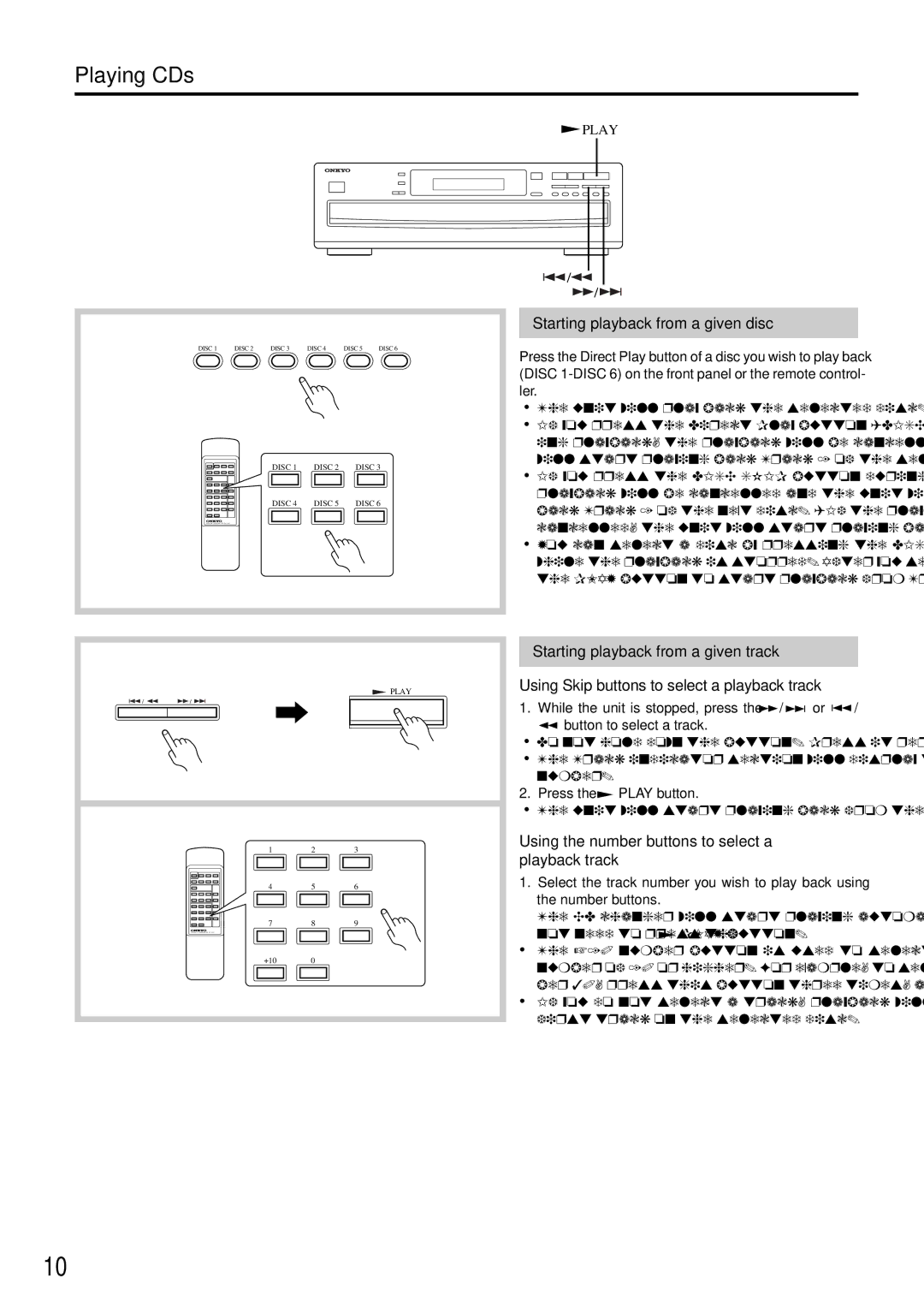 Onkyo DX-C380 instruction manual Starting playback from a given disc, Using the number buttons to select a playback track 