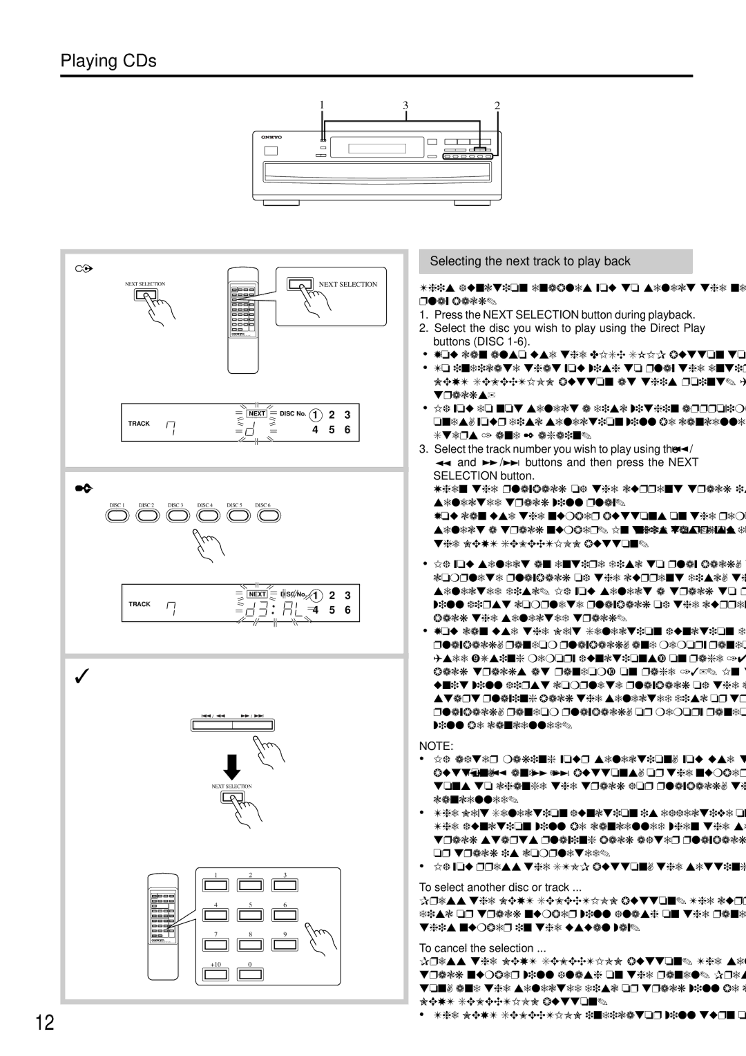 Onkyo DX-C380 instruction manual Selecting the next track to play back, Buttons Disc, To select another disc or track 