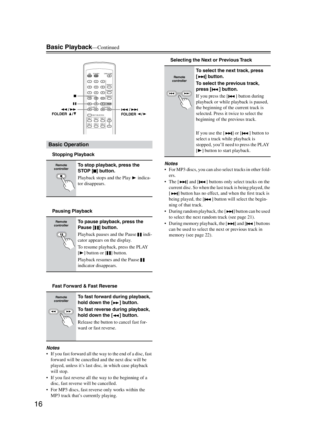 Onkyo DX-C390 instruction manual Basic Operation 