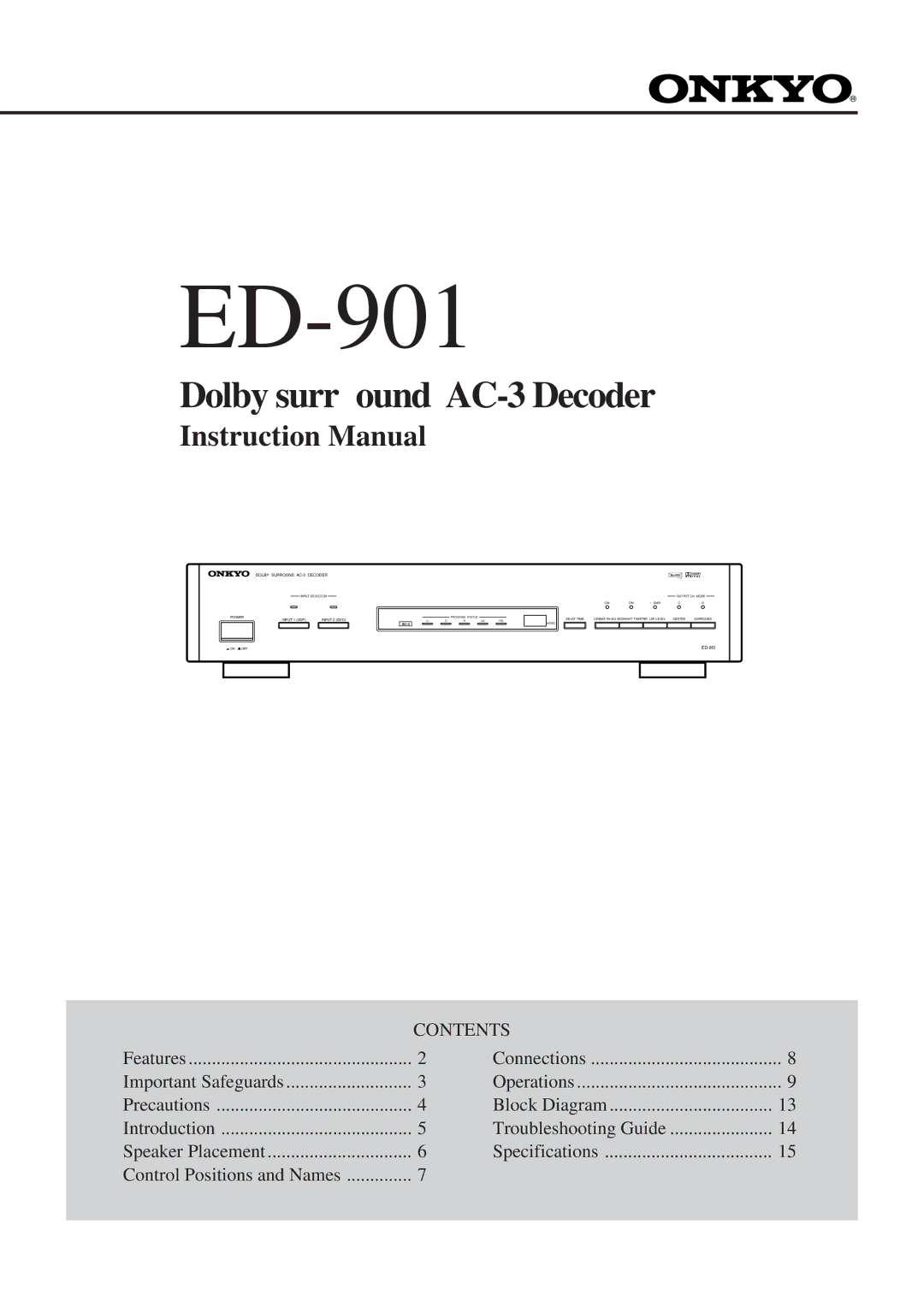 Onkyo ED-901 instruction manual 