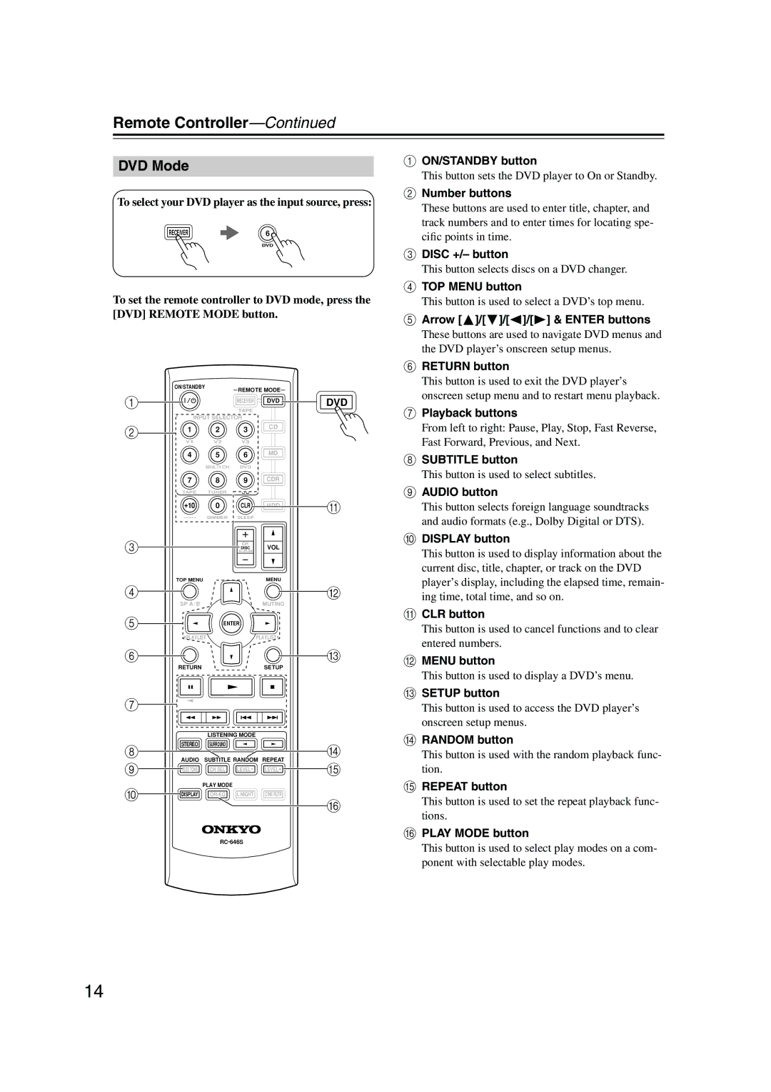 Onkyo HTP-318, HT-R340, HT-S3100, HTP-360, HT-S3105 instruction manual DVD Mode 