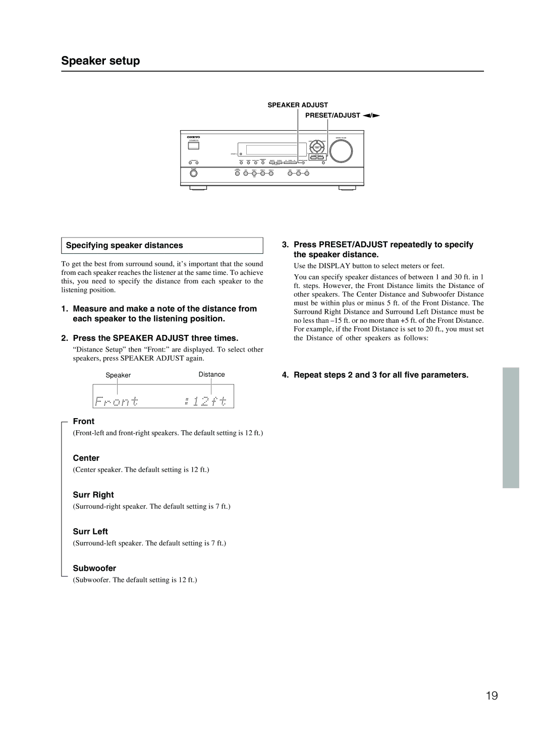 Onkyo HT-R410 appendix Speaker setup 