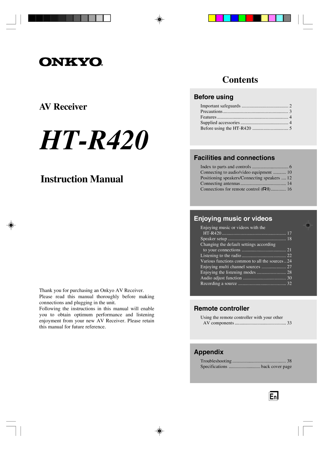 Onkyo HT-R420 appendix 