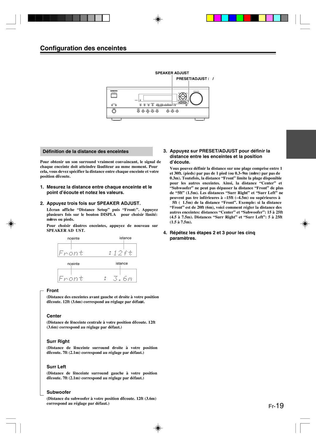 Onkyo HT-R420 manual Configuration des enceintes 