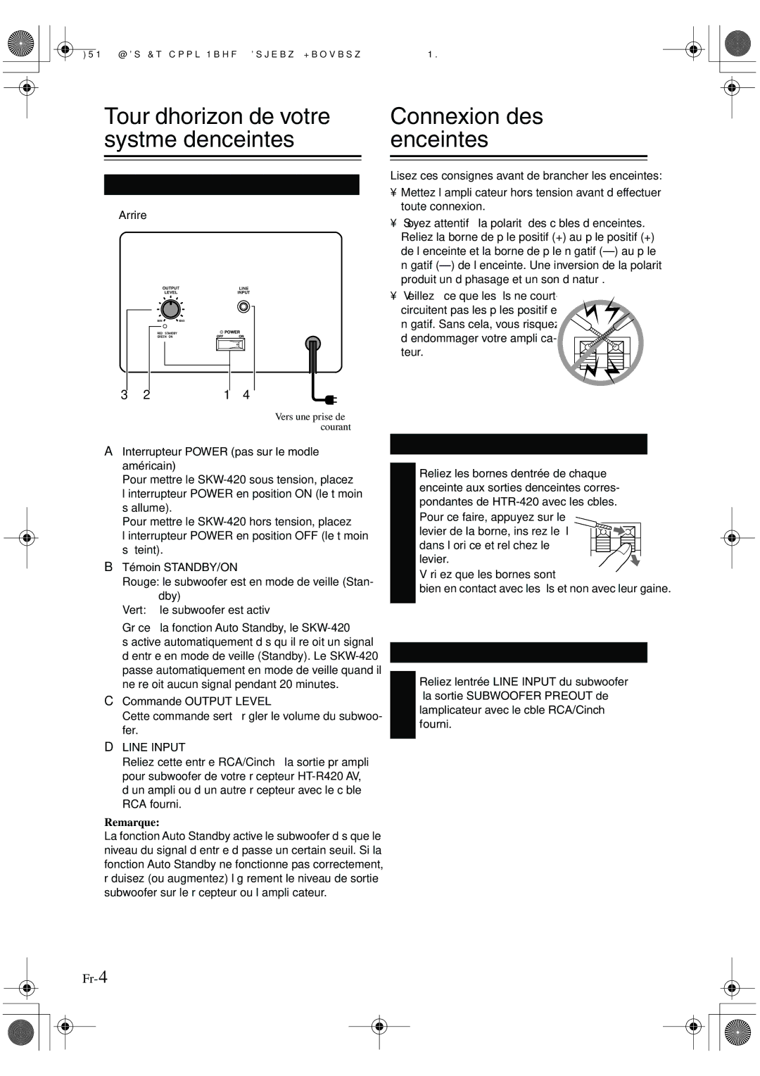 Onkyo HT-R420 manual Connexion des enceintes 