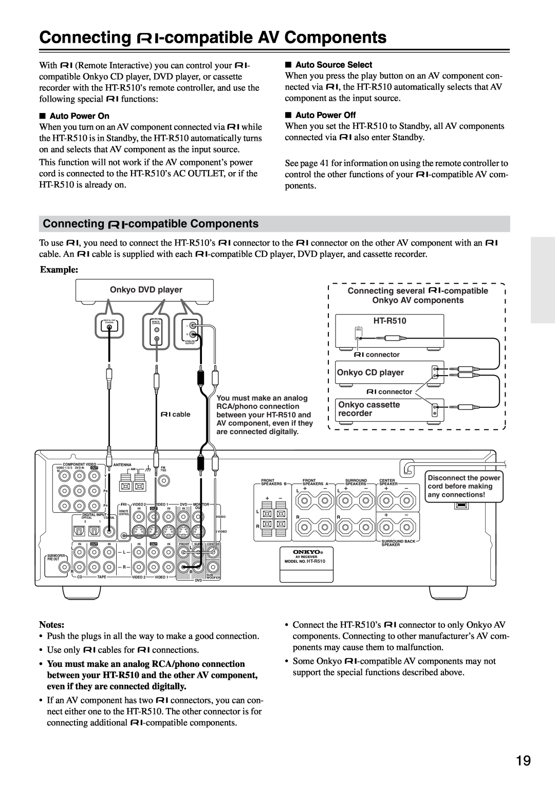 Onkyo HT-R510 instruction manual Connecting -compatibleAV Components, Connecting -compatibleComponents 