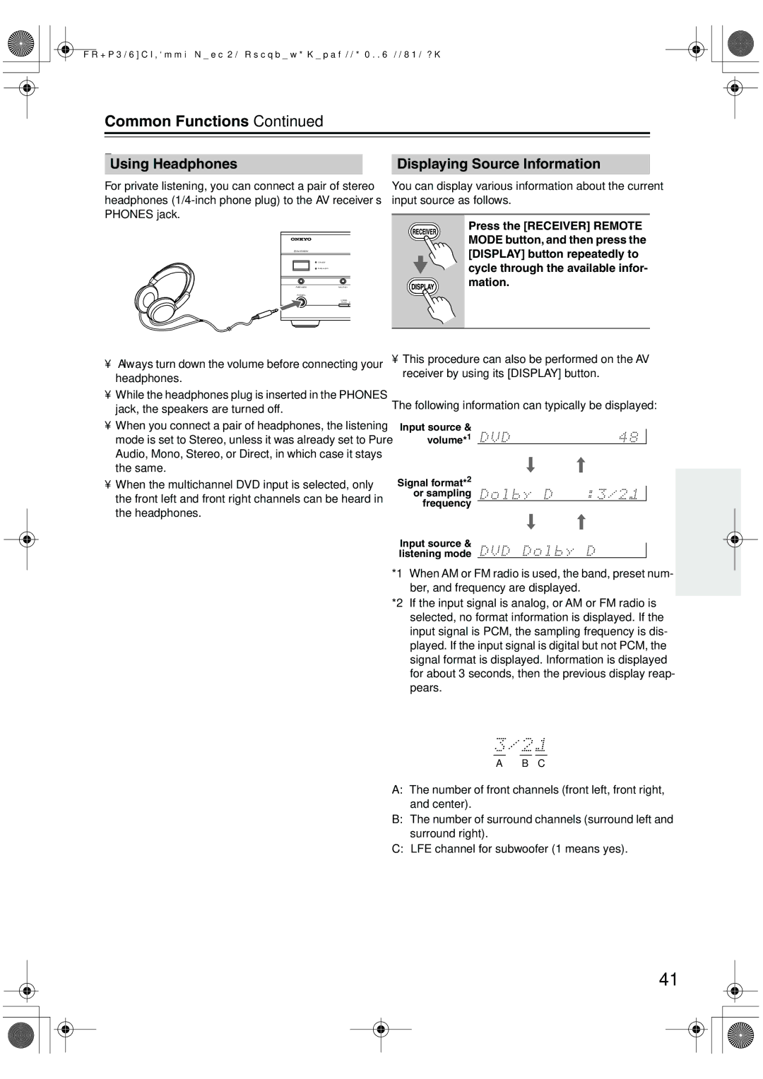 Onkyo HT-R518 instruction manual Common Functions, 7Using Headphones, Displaying Source Information 