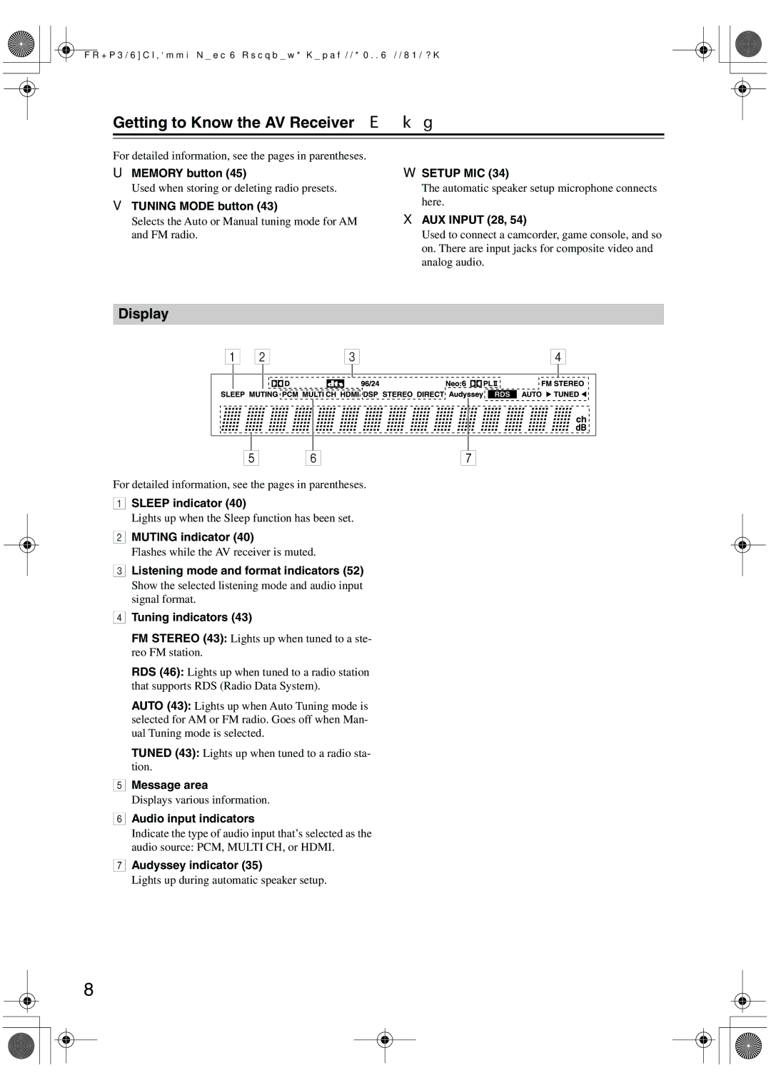 Onkyo HT-R518 instruction manual Getting to Know the AV Receiver, Display 