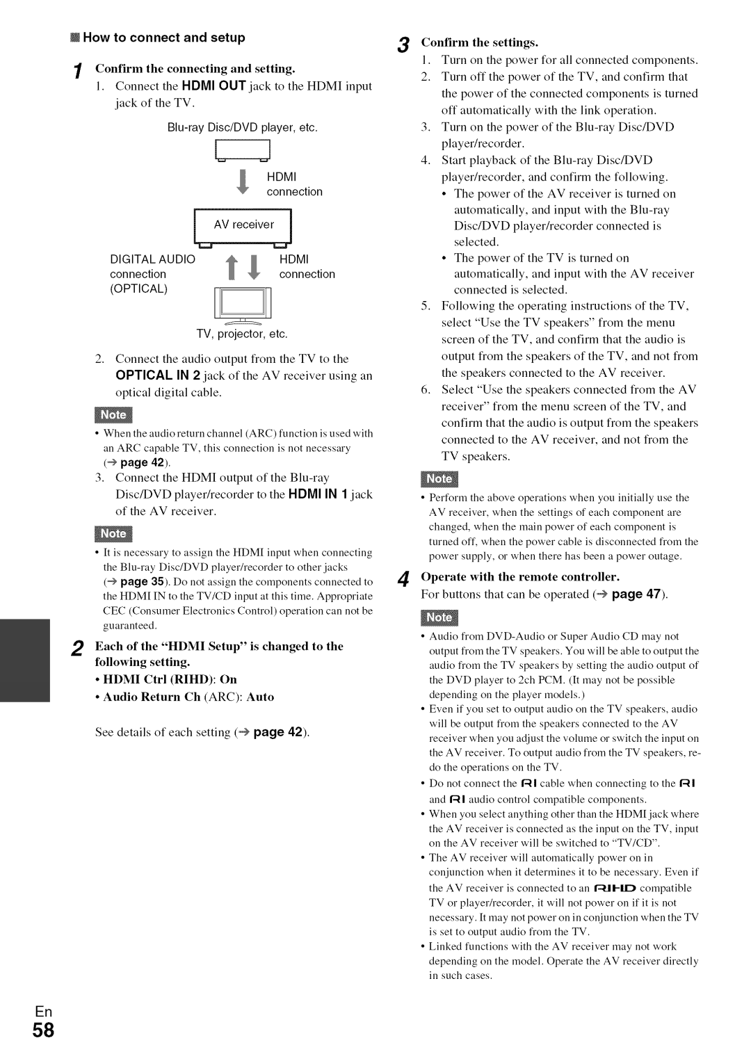 Onkyo HT-R590 instruction manual How to connect and setup, TV, projector, etc, Operate with the remote controller 