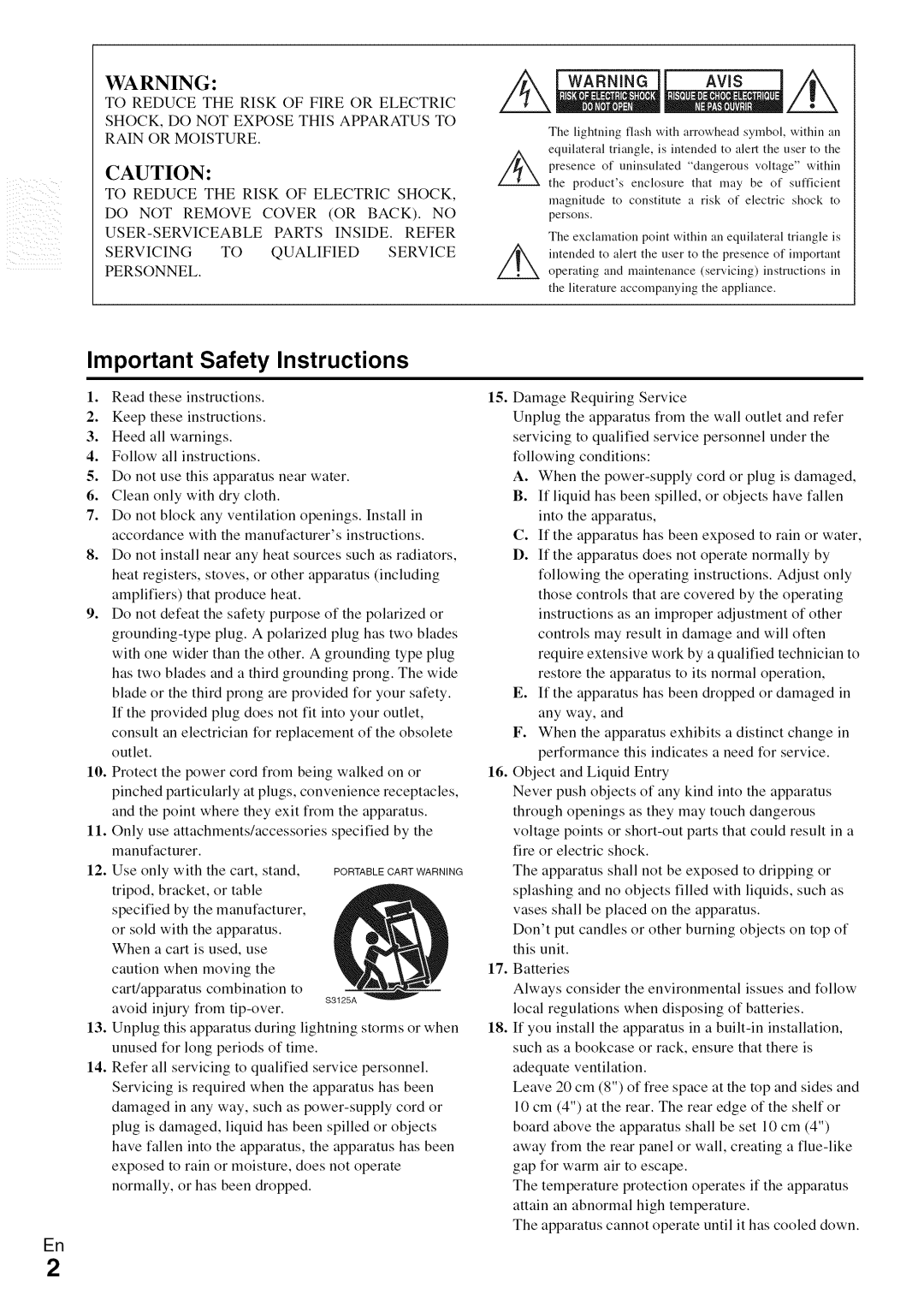 Onkyo HT-R590 instruction manual Safety, Instructions, and Liquid, Leave 