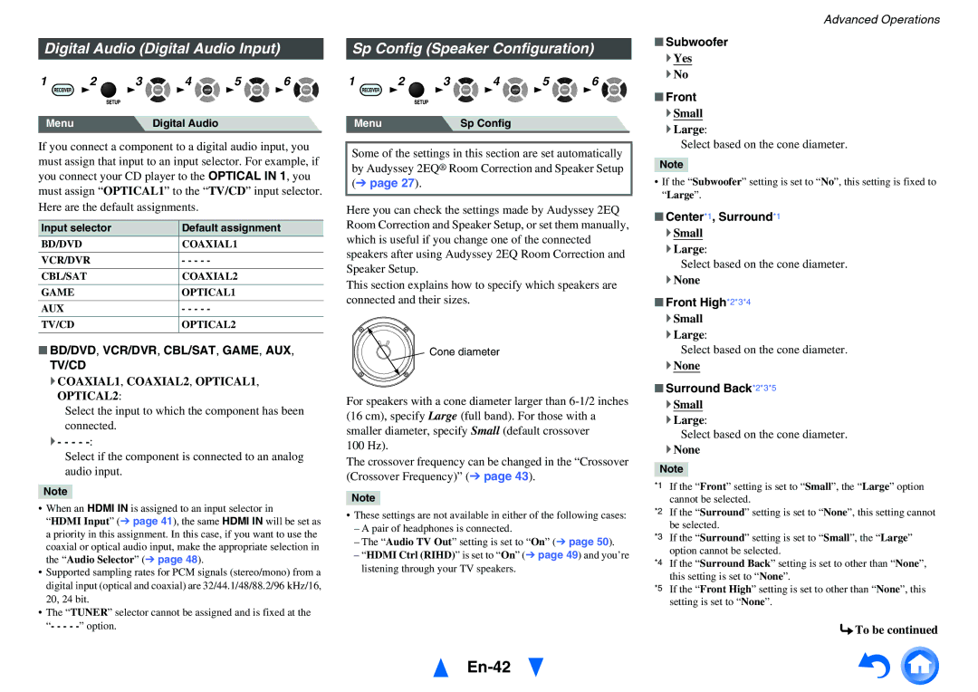 Onkyo HT-r591 instruction manual En-42, Center*1, Surround*1, Front High*2*3*4, Surround Back*2*3*5 