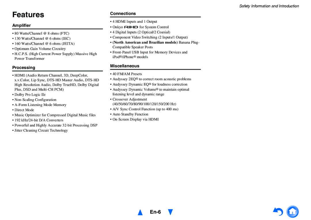 Onkyo HT-r591 instruction manual Features, En-6 