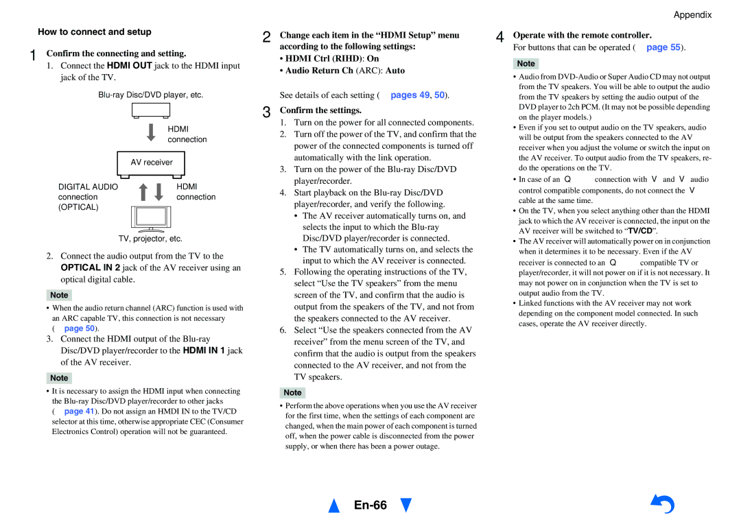 Onkyo HT-r591 instruction manual En-66, How to connect and setup, Confirm the connecting and setting, Confirm the settings 