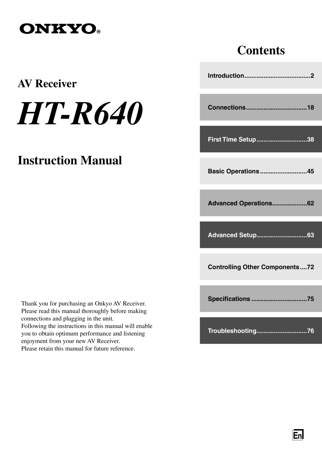 Onkyo HT-R640 instruction manual 