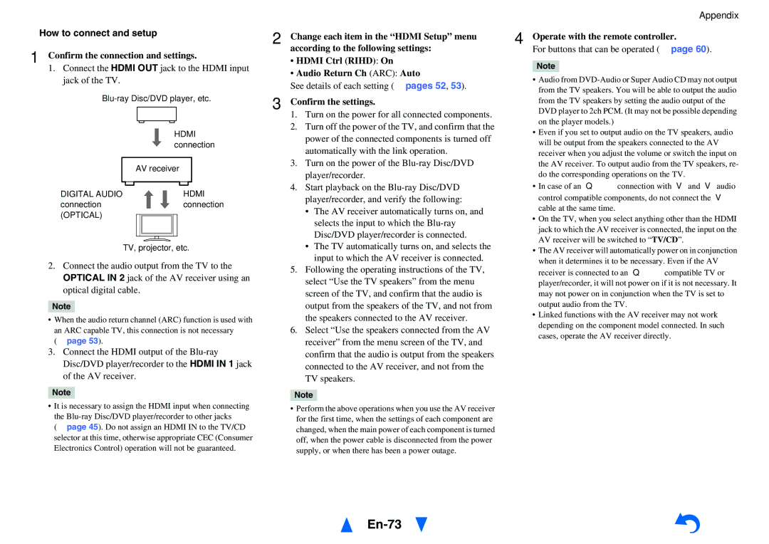 Onkyo HT-R758 instruction manual En-73, How to connect and setup, Confirm the connection and settings, Confirm the settings 