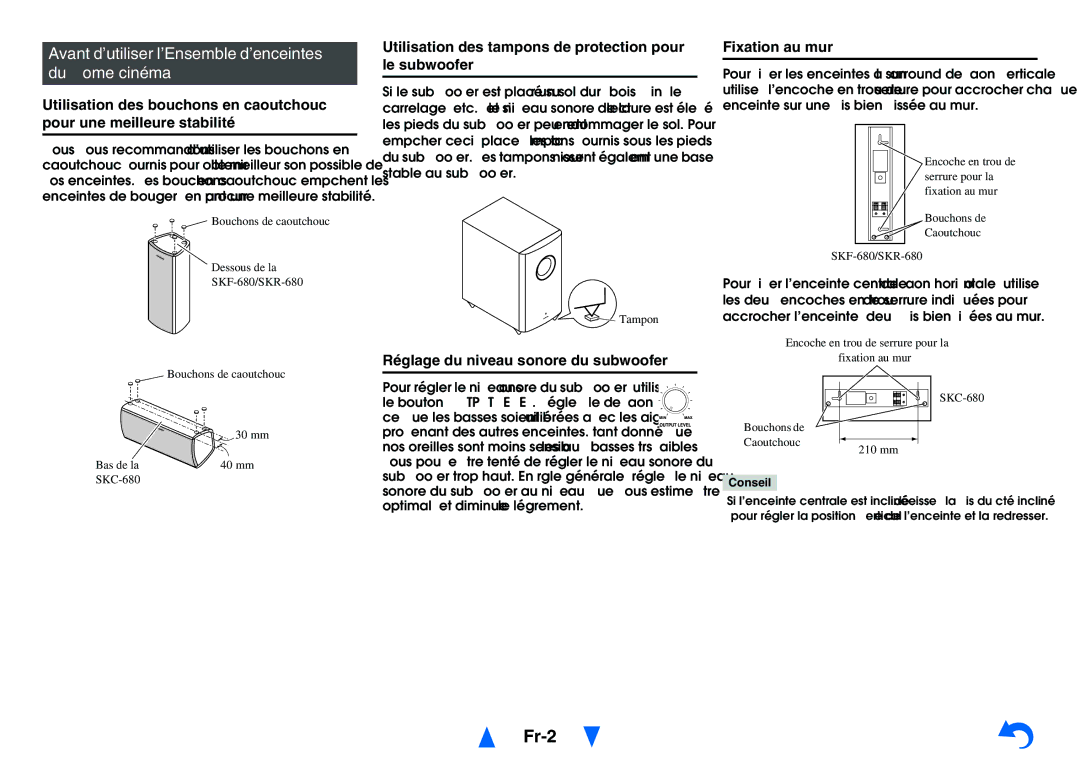 Onkyo HT-R758 Fr-2, Avant d’utiliser l’Ensemble d’enceintes du Home cinéma, Optimal, et diminuez-le légèrement 