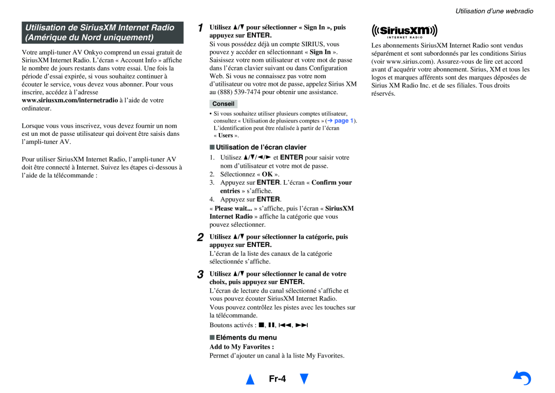 Onkyo HT-R758 instruction manual Fr-4, Utilisation de l’écran clavier, Eléments du menu, Utilisation d’une webradio 