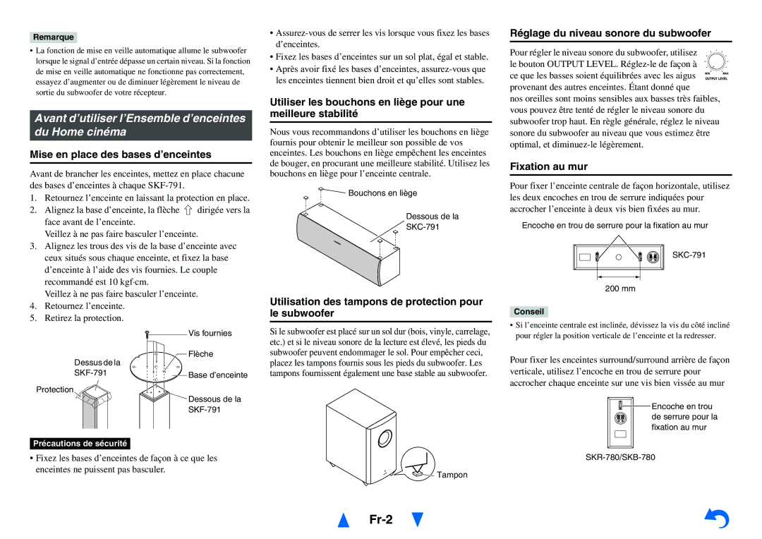 Onkyo HT-R791 instruction manual Fr-2, Avant d’utiliser l’Ensemble d’enceintes du Home cinéma 