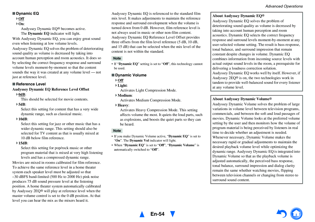 Onkyo HT-R791 instruction manual En-54, Reference Level 