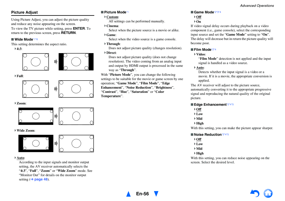 Onkyo HT-R791 instruction manual En-56, Picture Adjust 