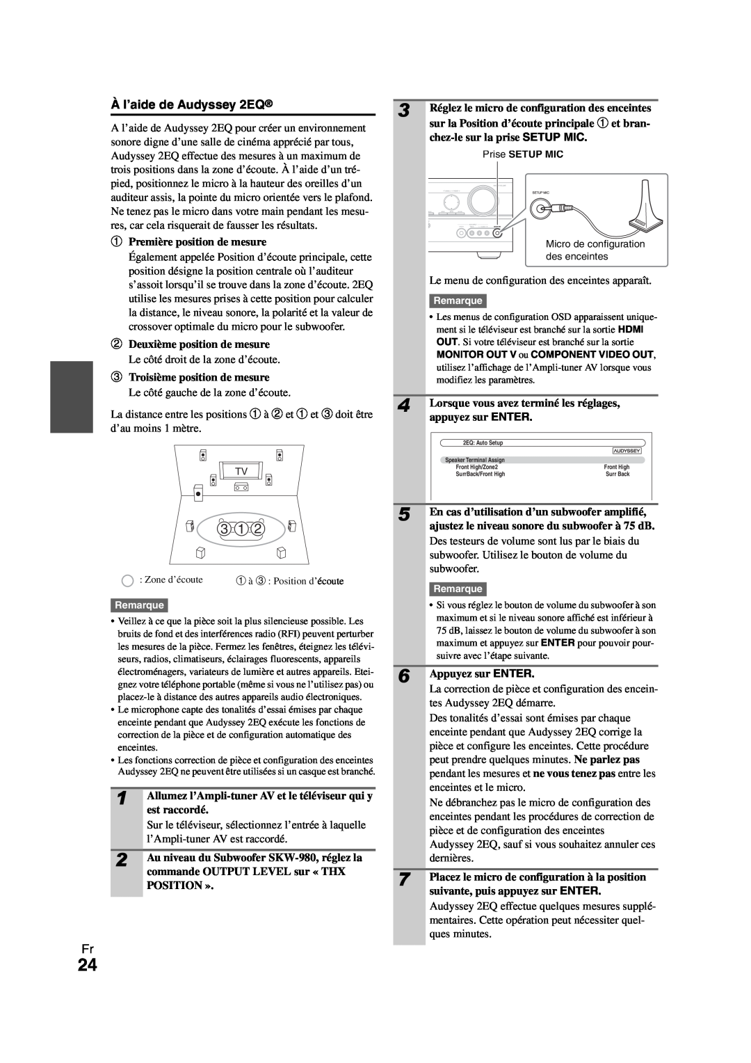 Onkyo HT-R980 instruction manual À l’aide de Audyssey 2EQ 