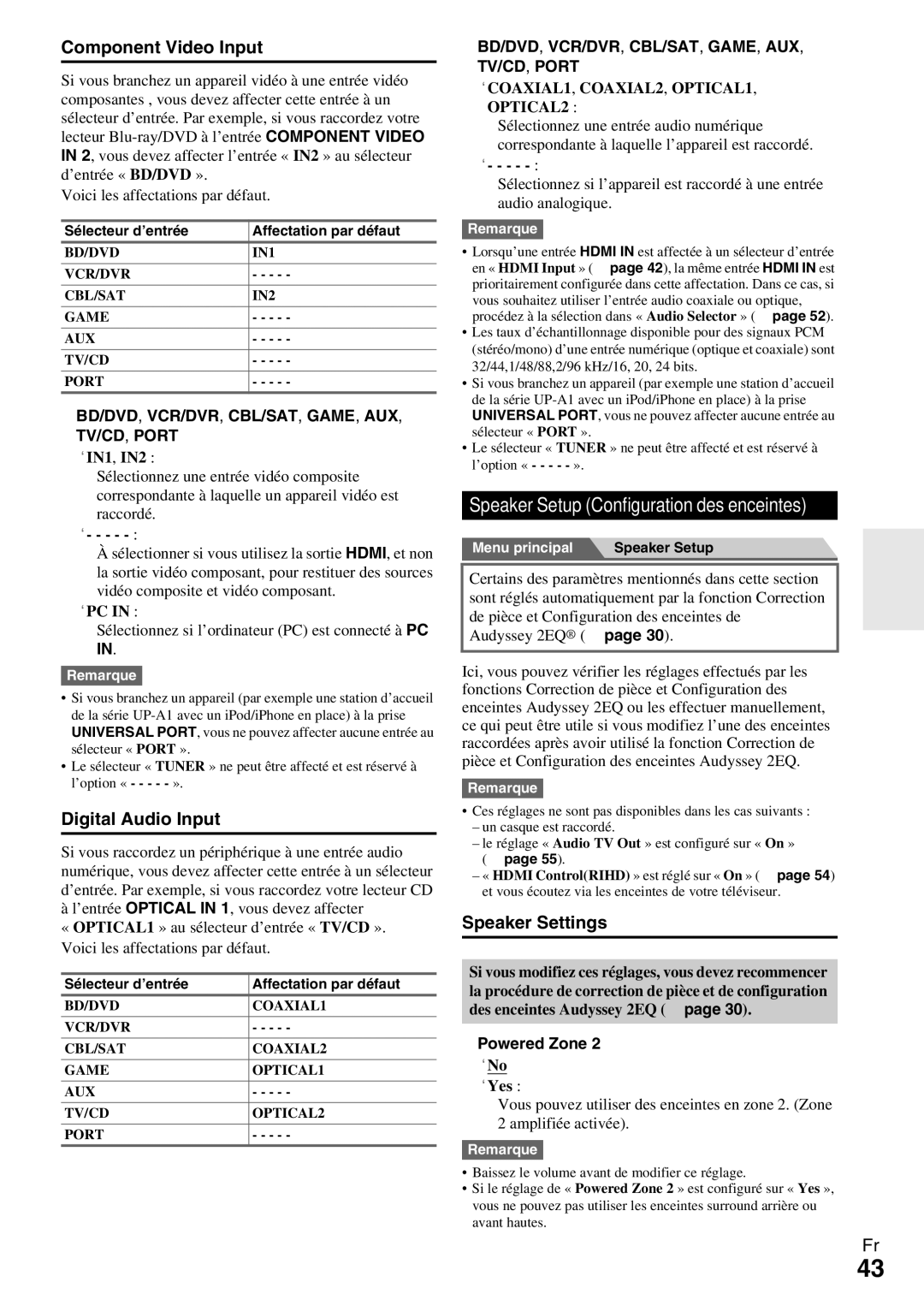 Onkyo HT-R990 Speaker Setup Configuration des enceintes, Sélectionnez si l’ordinateur PC est connecté à PC 