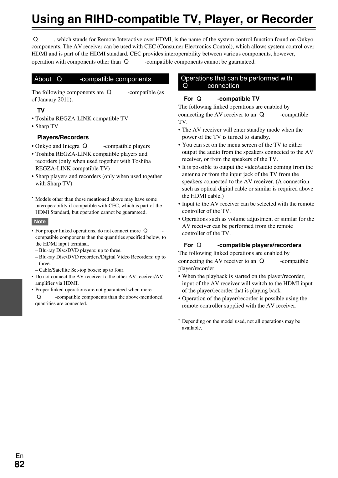 Onkyo HT-R990 instruction manual Using an RIHD-compatible TV, Player, or Recorder, About p-compatible components 