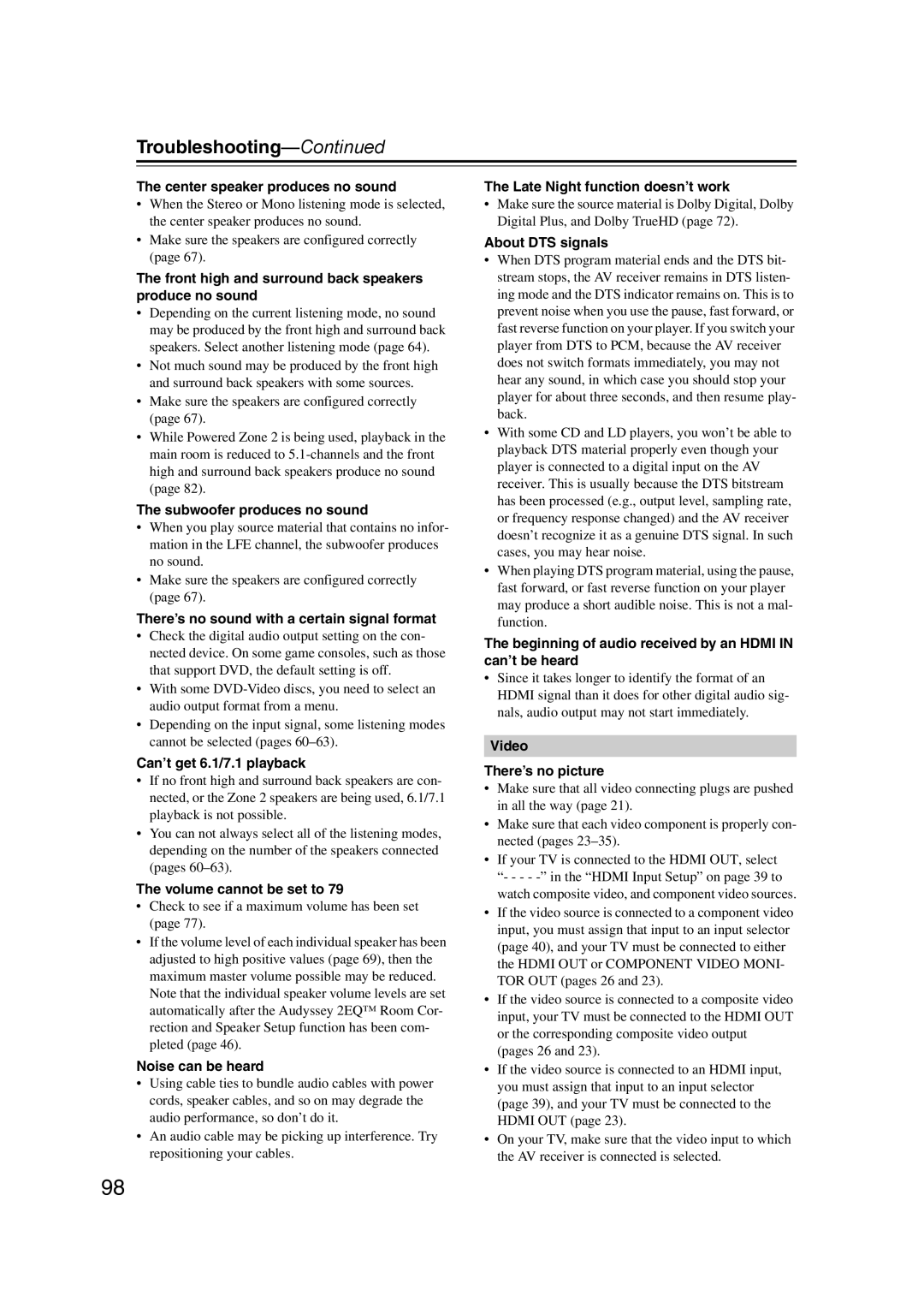 Onkyo HT-RC160 instruction manual Troubleshooting 