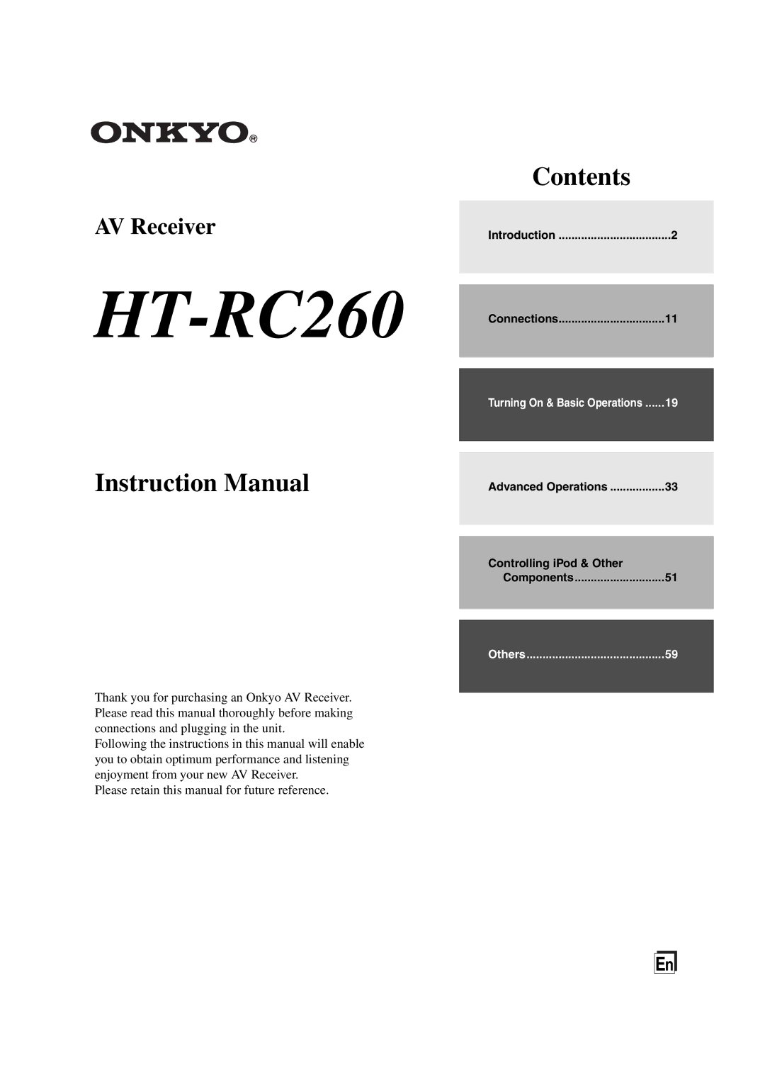 Onkyo HT-RC260 instruction manual 