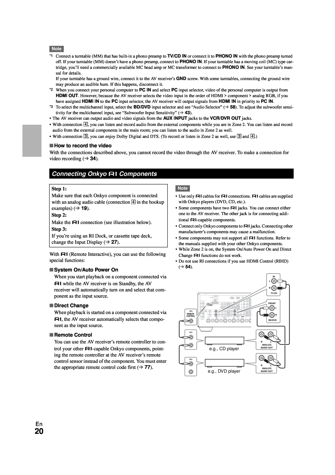 Onkyo HT-RC270 instruction manual Connecting Onkyo uComponents, How to record the video, Direct Change, Remote Control 
