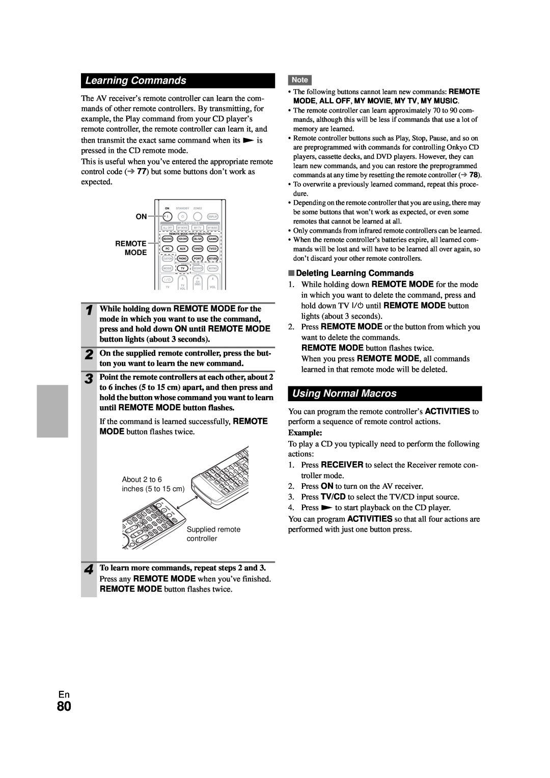 Onkyo HT-RC270 instruction manual Using Normal Macros, Deleting Learning Commands 