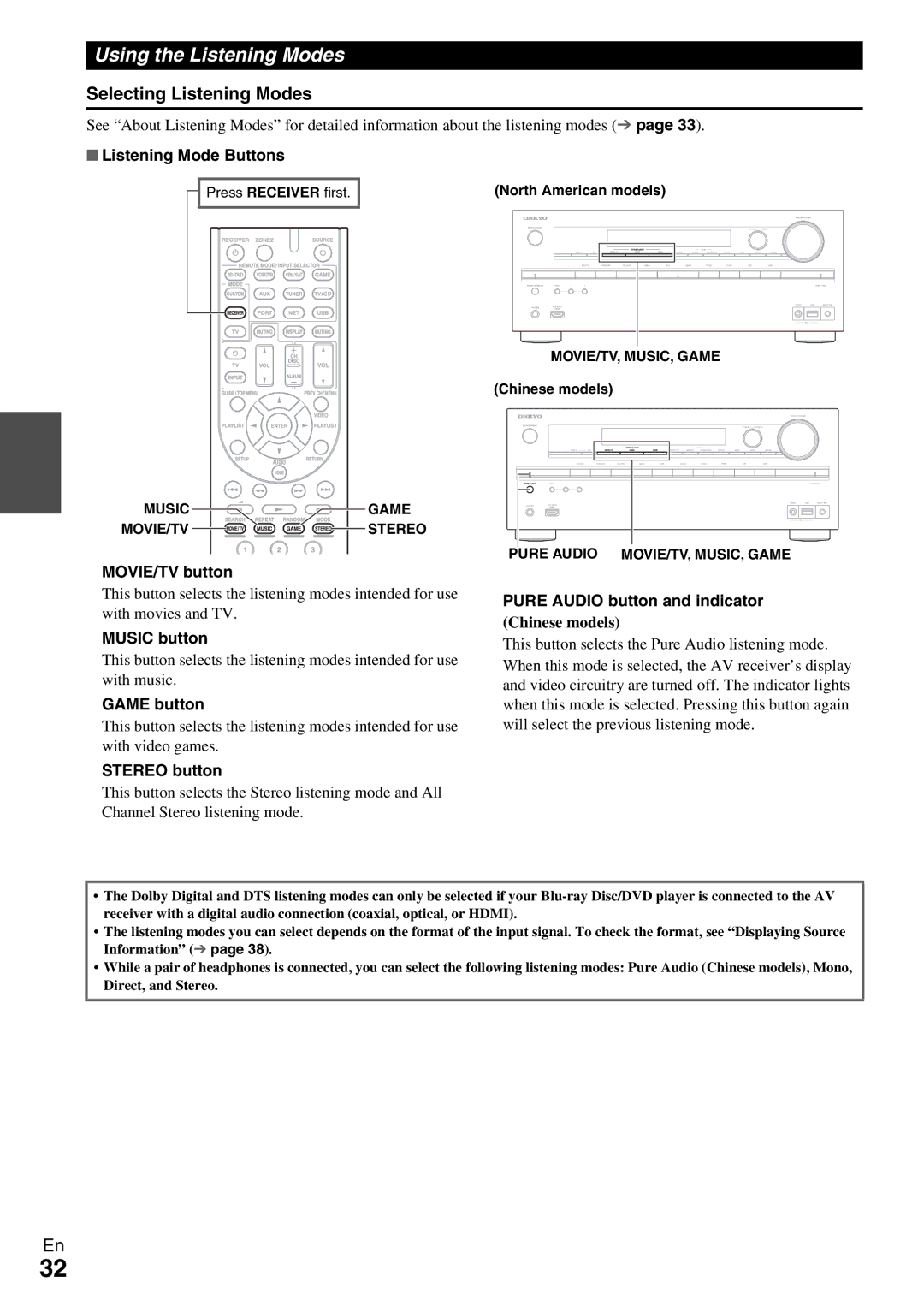 Onkyo HT-RC360 instruction manual Using the Listening Modes, Selecting Listening Modes 