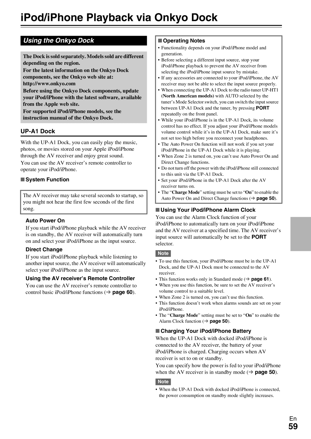 Onkyo HT-RC360 instruction manual IPod/iPhone Playback via Onkyo Dock, Using the Onkyo Dock, UP-A1 Dock 