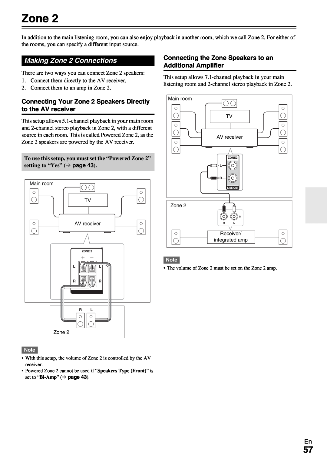 Onkyo HT-RC360 instruction manual Making Zone 2 Connections 