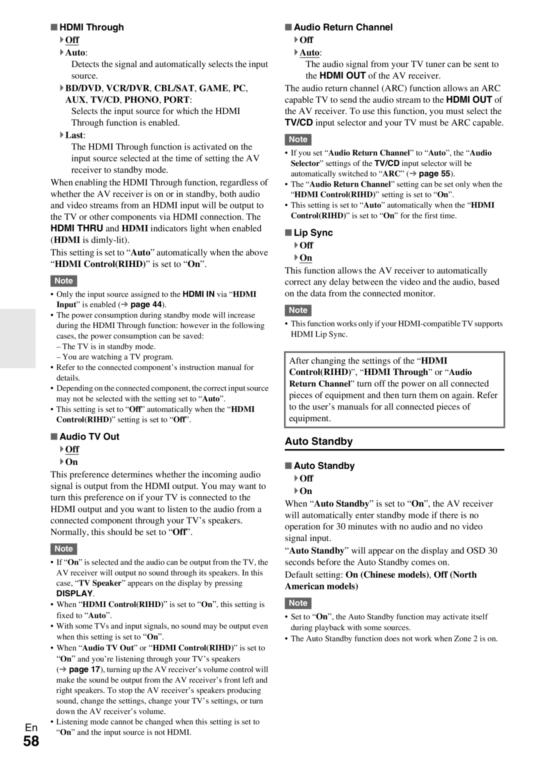 Onkyo HT-RC370 instruction manual Auto Standby 