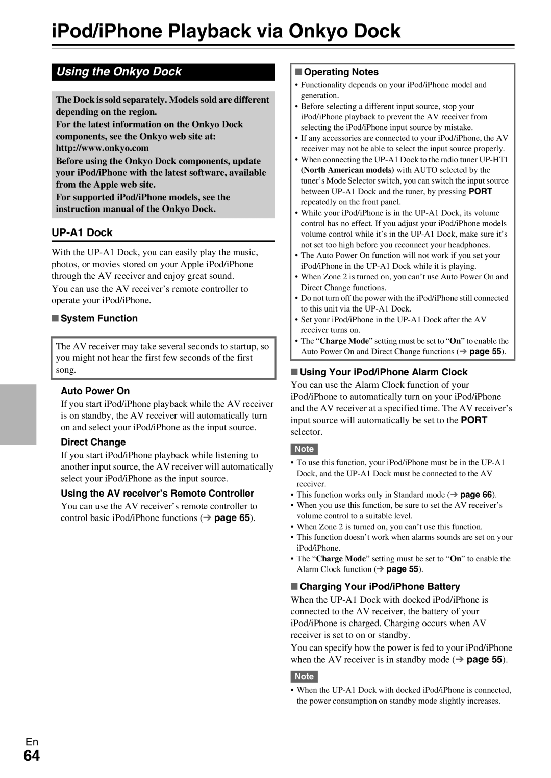 Onkyo HT-RC370 instruction manual IPod/iPhone Playback via Onkyo Dock, Using the Onkyo Dock, UP-A1 Dock 