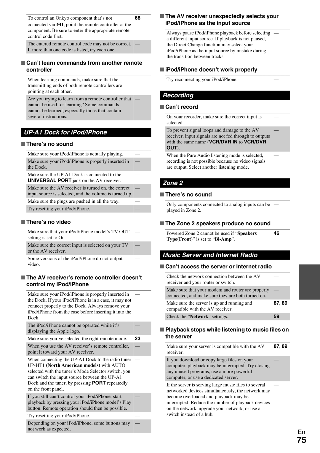 Onkyo HT-RC370 instruction manual UP-A1 Dock for iPod/iPhone, Recording, Zone, Music Server and Internet Radio 