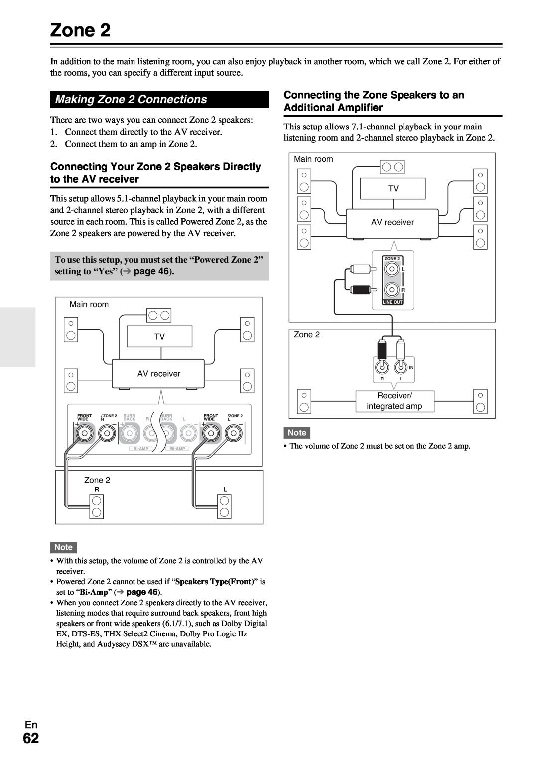 Onkyo HT-RC370 instruction manual Making Zone 2 Connections 