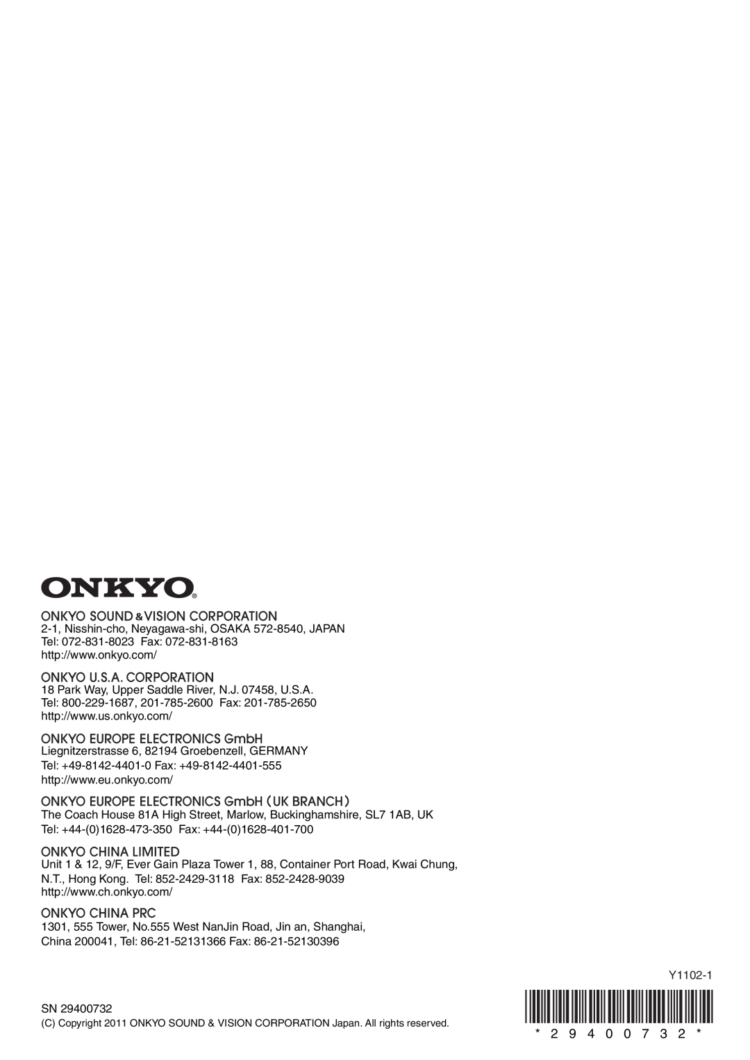 Onkyo HT-RC370 instruction manual 2 9 4 0 0 7 3, Liegnitzerstrasse 6, 82194 Groebenzell, GERMANY 