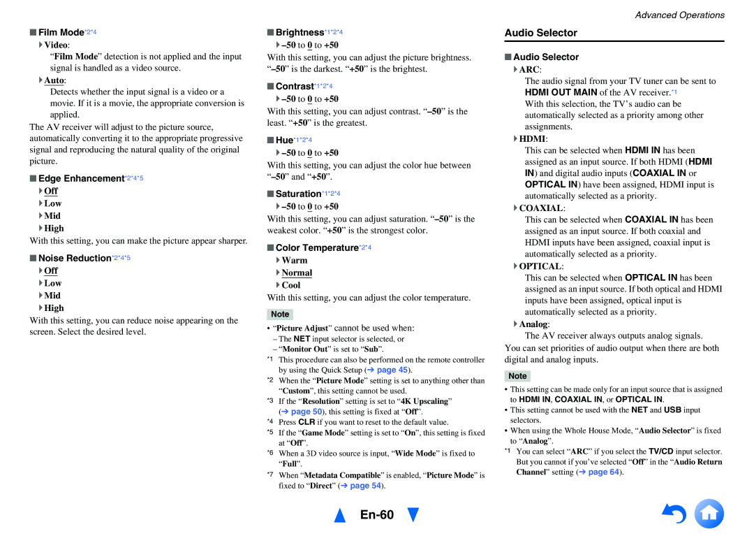 Onkyo HT-RC470 instruction manual En-60, Audio Selector 