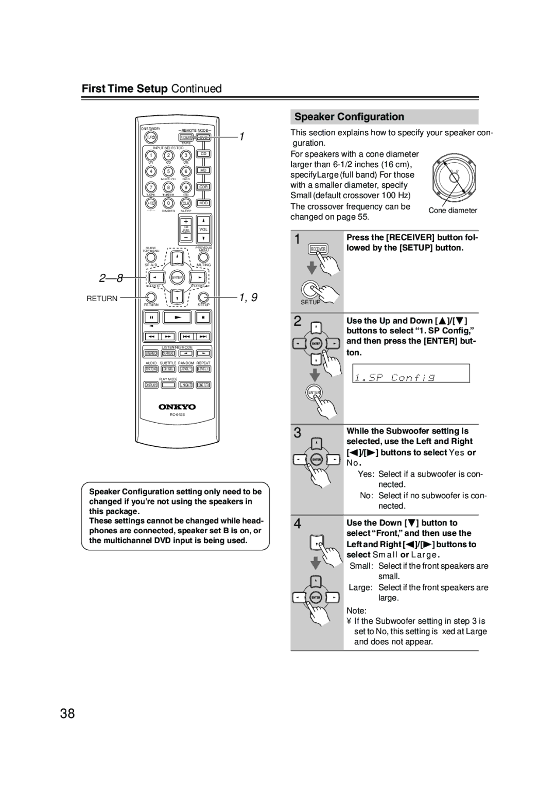 Onkyo HT-S4100 instruction manual First Time Setup 