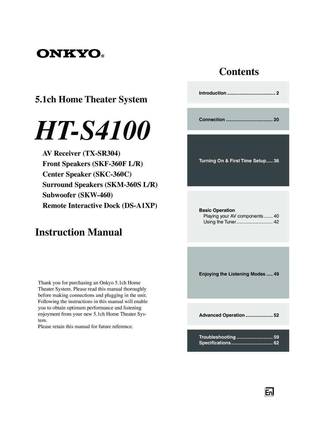 Onkyo HT-S4100 instruction manual 