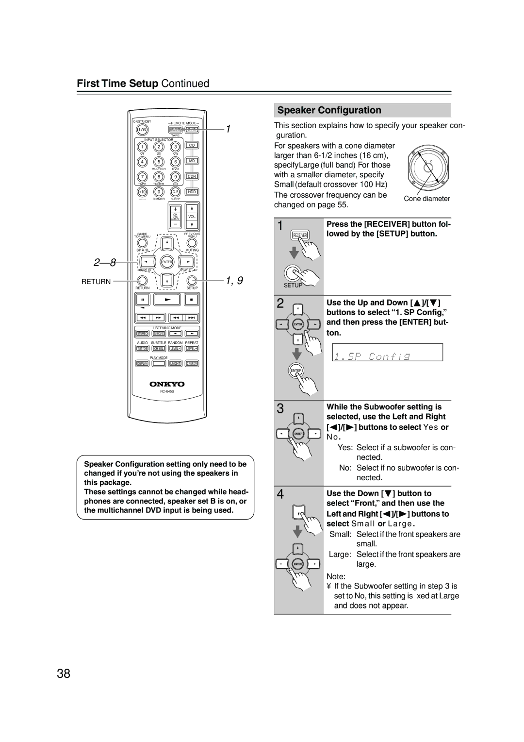 Onkyo HT-S4100 instruction manual First Time Setup 