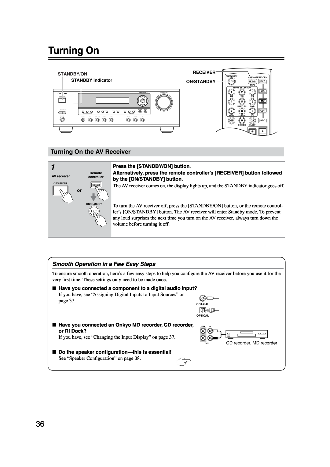 Onkyo HT-S4100 instruction manual Turning On the AV Receiver, Smooth Operation in a Few Easy Steps 