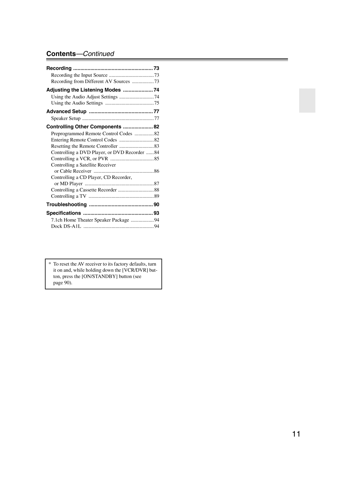 Onkyo HT-S5100 instruction manual Contents 