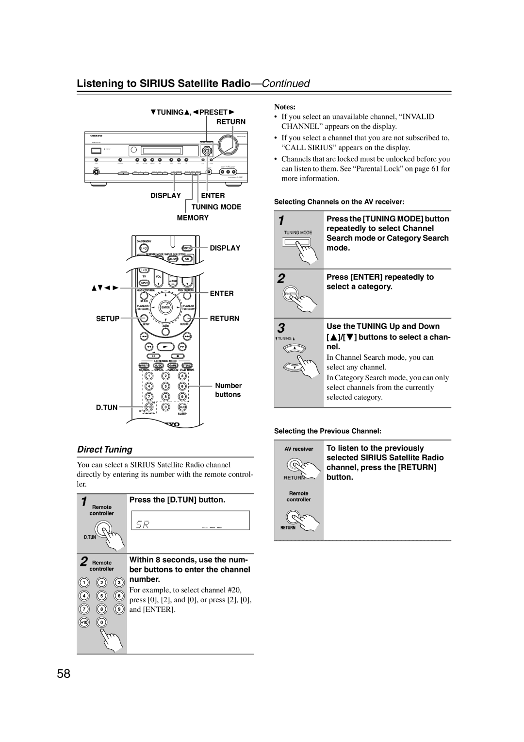 Onkyo HT-S5100 instruction manual Direct Tuning 