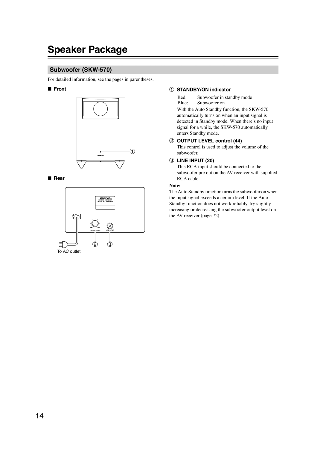 Onkyo HT-S5200 instruction manual Speaker Package, Subwoofer SKW-570 