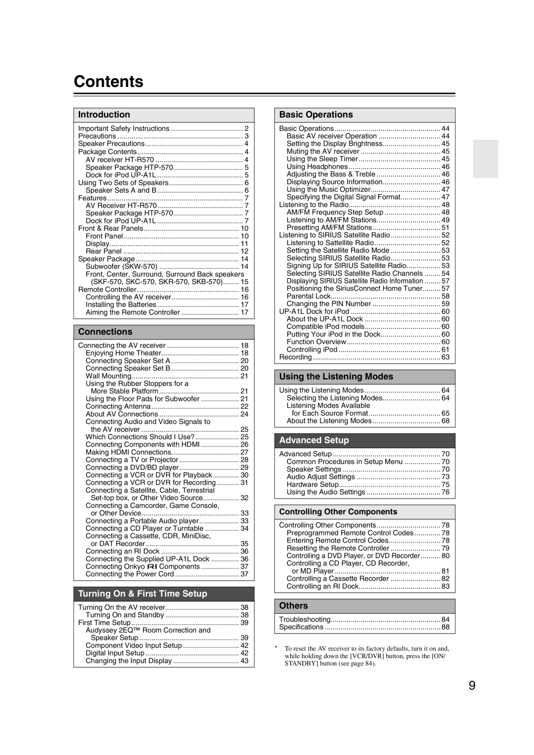 Onkyo HT-S5200 instruction manual Contents 