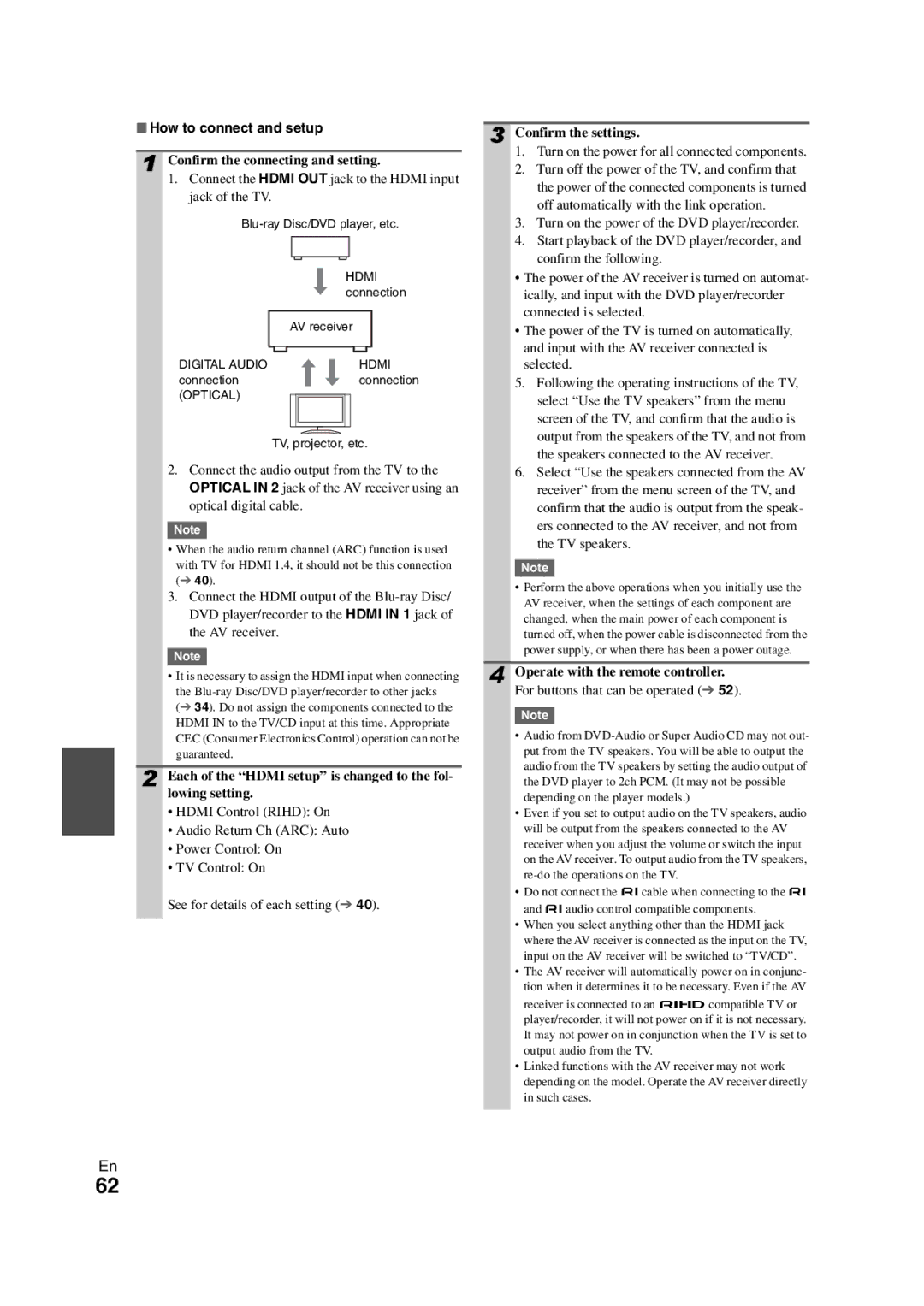 Onkyo HT-S5300 instruction manual How to connect and setup, Confirm the connecting and setting, Confirm the settings 