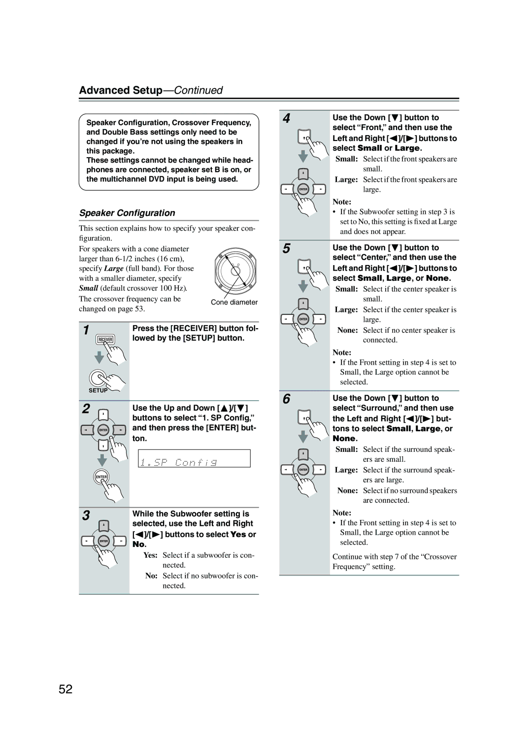 Onkyo HT-S590 instruction manual Speaker Conﬁguration 